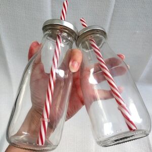 Glass Bottles with Straws